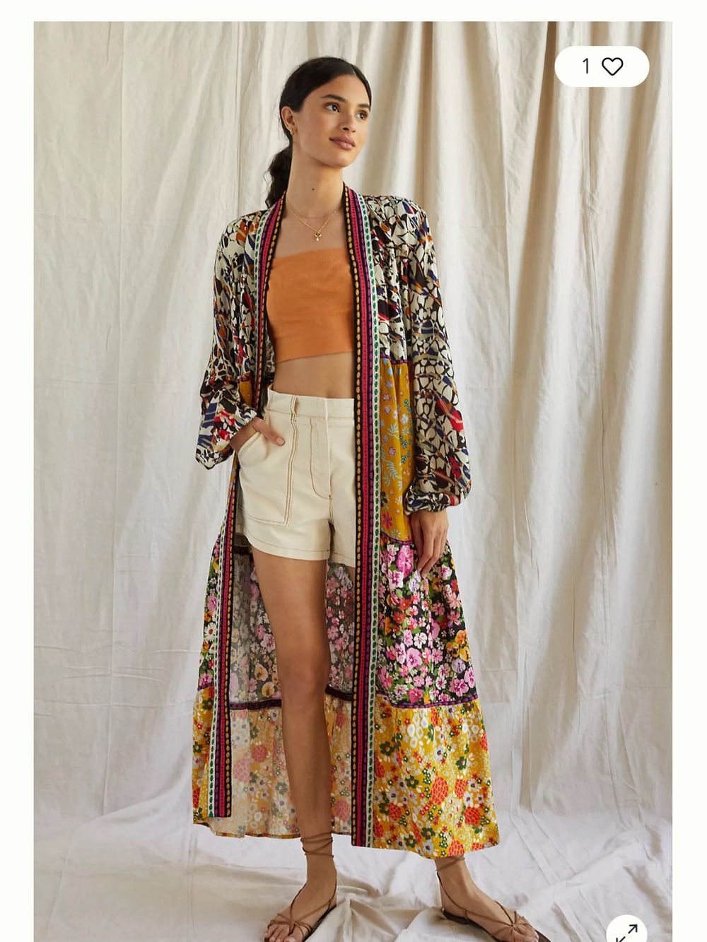 Anthropologie Conditions apply Retro Floral Tiered Kimono duster cardigan OS